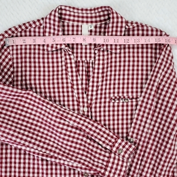 Kut From The Kloth Feena Button Down Textured Gingham Top Red White - Picture 4 of 17